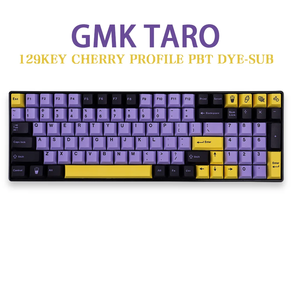 Gmk Taro Grande Conjunto Tema Keycap Pbt Cherry Profile Dye-sub Keycaps para mx Switch Teclado de Jogos Mecânico Roxo Amarelo - Imagem 5