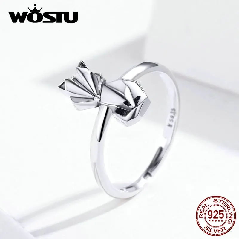WOSTU, 925 пробы, серебряное кольцо в виде лисы, животных, Штабелируемый палец для женщин, обручальное, свадебное, серебряное, 925, ювелирное изделие, BKR560