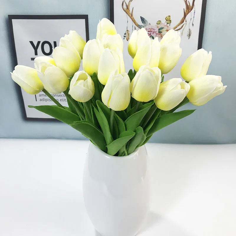 

NEW 5PCS Tulip Artificial Flower Real Touch Artificial Bouquet Fake Flower for Wedding Decoration Flowers Home Garden Decor