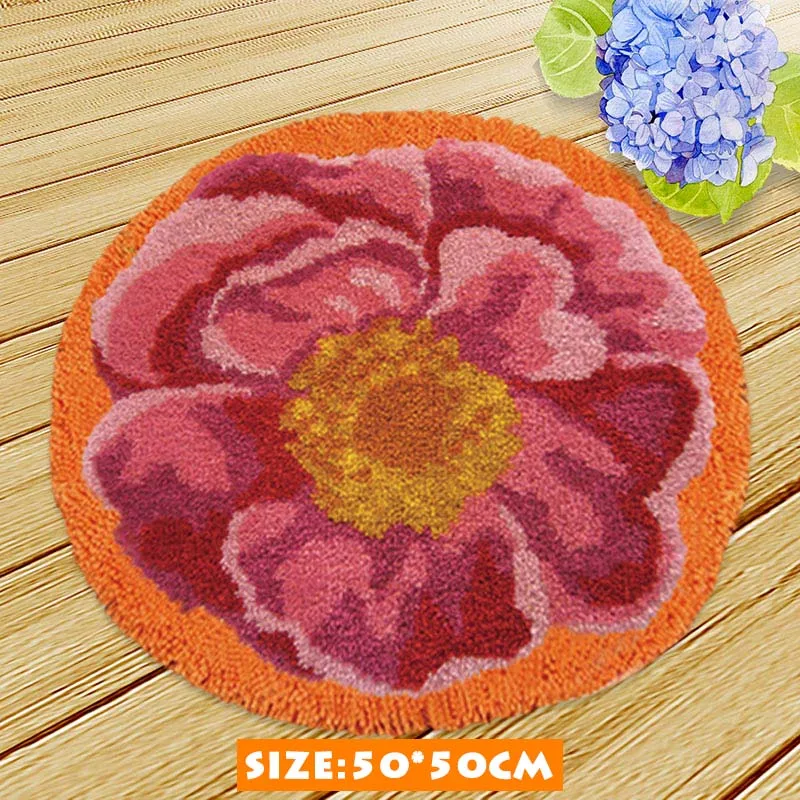 Pulaqi Isolon for Flowers Latch Hook Rug Kits Crafts Cushion Latch Hook Embroidery Mat DIY Decor Latch Hook Carpet Living Room F