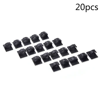 

20pcs/lot Black Self-adhesive Car Wire Clip Fixer Holder Cable Holder Rectangle Plastic Mount Clamp Network Office Cable
