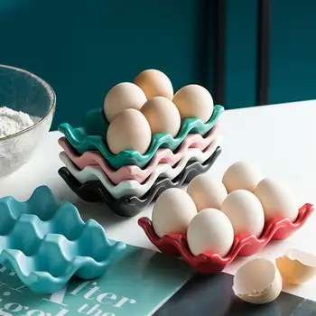 

2pcs Egg Holder Ceramic Egg Box Refrigerator Shockproof Egg Storage Box