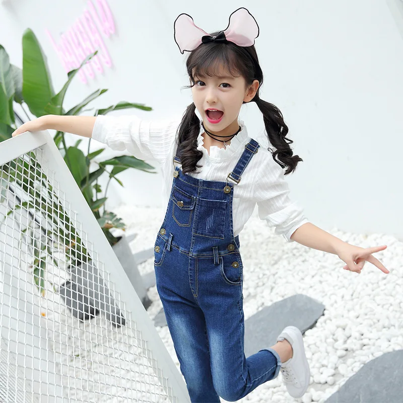 

CHILDREN'S Pants 2019 Spring And Autumn New Style Wholesale on Behalf of Korean-style Middle And Large Girls Cowboy Suspender Pa