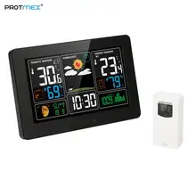 Цифровая цветная метеостанция, Protmex PT3388 Крытый Открытый метеостанция с оповещением и температурой/влажностью/барометром