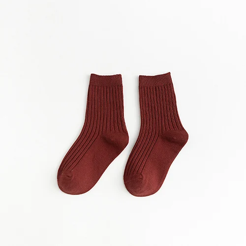 От 1 до 12 лет хлопковые носки для мальчиков и девочек; сезон осень-зима; детские носки для малышей; Разноцветные свободные носки; теплая Модная одежда для детей - Цвет: 6 Red wine