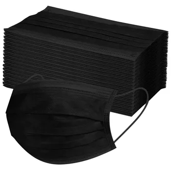 

10/20/30/40/50/100/300/400/500/600pcs Black Disposable Face Mask 3ply Ear Loop Adjustable Men Women Masks mascarilla In stock