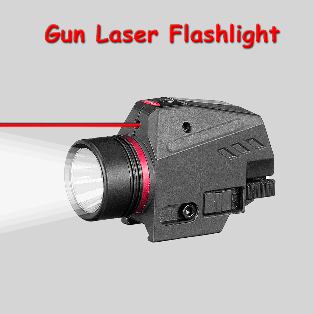 

LED Tactical Gun Light with Red Laser Hunting Red Dot Laser Flashlight for 20mm Rail Airsoft Rifle Light for Hunting Shooting