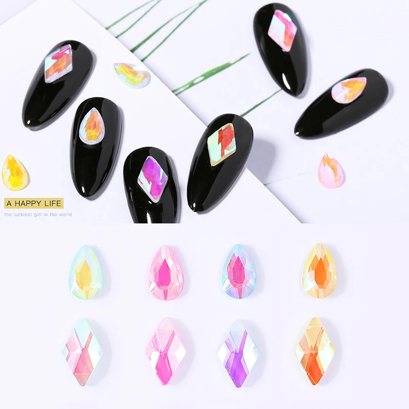 

Nail Art Decorations Blinking Cubic Water Drills Gold Foil Beads Metal Rings Decoration Colorful Nail Art DIY 10 PCS