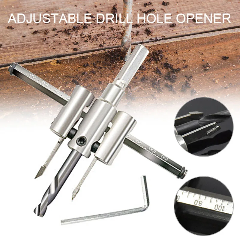 

High Adjustable Drill Bit Woodworking Hole Opener Metal Wood Circle Hole Saw Drill Bit Cutter LG66