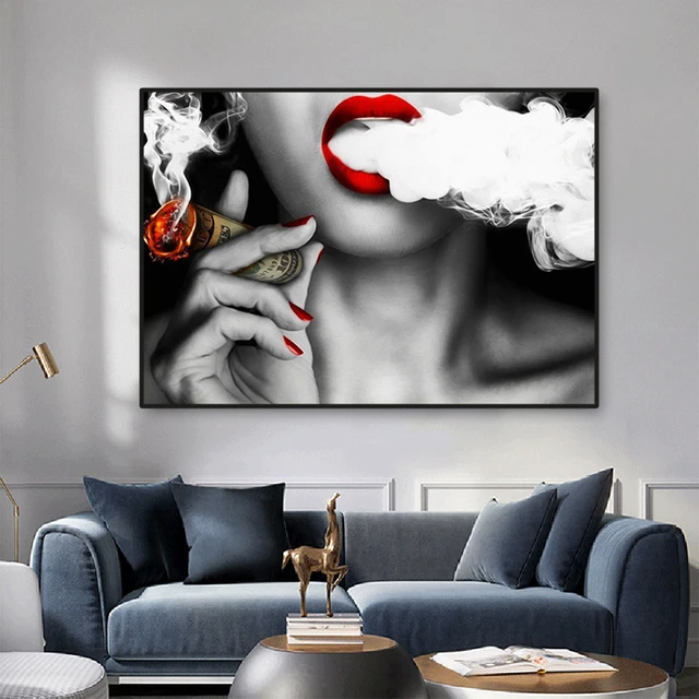 Sexy African Woman Lips Canvas Art Posters And Prints Money