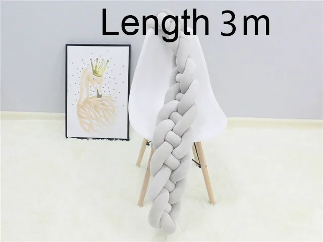 Gray 3m Плетеная из 4 нитей Плетенный из веревки для малышей с Бампер для постельное белье набор подушек детские кровати с двухсторонним движением твист детские вещи для кровать для новорожденных бампер - Цвет: Gray 3m