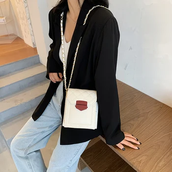 

Pure Color Simple Design Women Sling Bag Diamond Lattice Chain Bag Fashion Easy Matching Woman Mini Square Bag