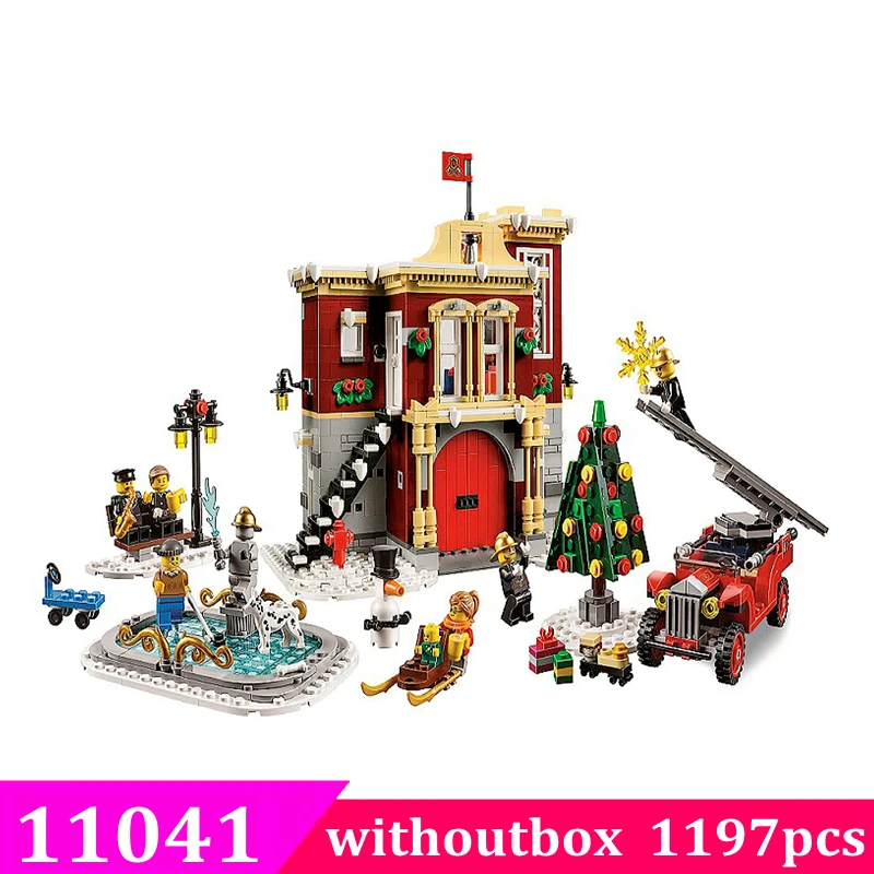 Строительный блок с украшением в виде кристаллов коробка деревни Санта модель поезда Emma Mia развивающая игрушка для детей коробка для рождественских подарков - Цвет: 11041