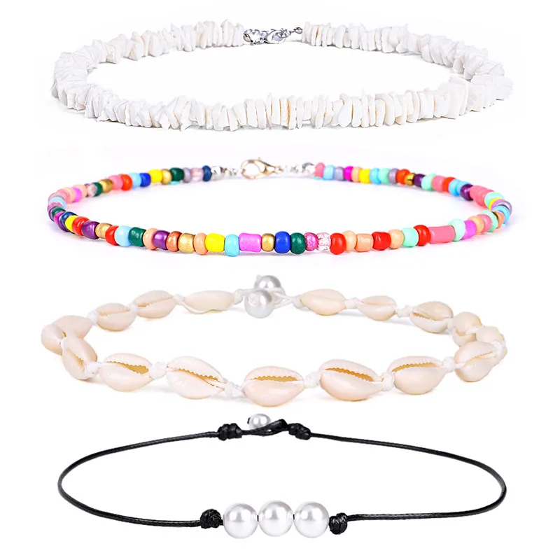 Новое поступление, Boho 4 шт./компл., жемчужный браслет, колье, ожерелье, костюм, ювелирные аксессуары для женщин, подарки для девочек, дропшиппинг