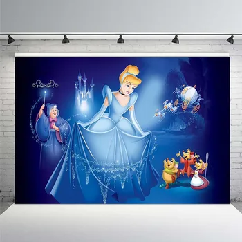 

Photo Backdrops Blue Castle Night Cinderella Princess Pets Carriage Custom Photo Studio Background Backdrop Vinyl
