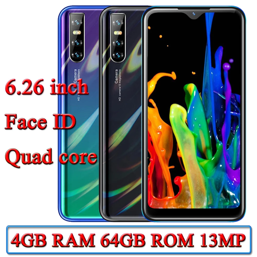 A10 смартфон 6 26 дюймов 4G RAM 64G ROM четырехъядерный 13 МП распознавание лица