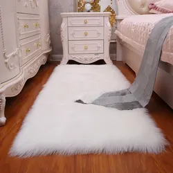 Tapis en peluche blanc pour salon et chambre à coucher, en laine artificielle, mignon 