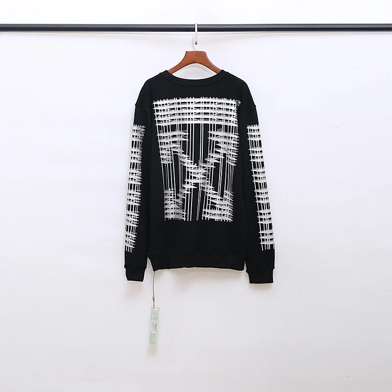 19ss Off-White OW Мужские Женские Геометрические здания модные хлопковые повседневные худи с круглым вырезом толстовка с капюшоном свободная Куртка Пуловер