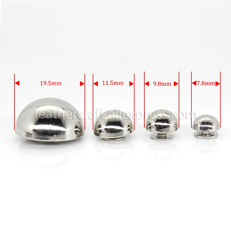 Description Picture 2 of item10pcs Dome Rivet Screw Round Head Studs Punk Spots Garment Leather Craft Belt Wallet Decoration Parts 8/10/12/20mm
