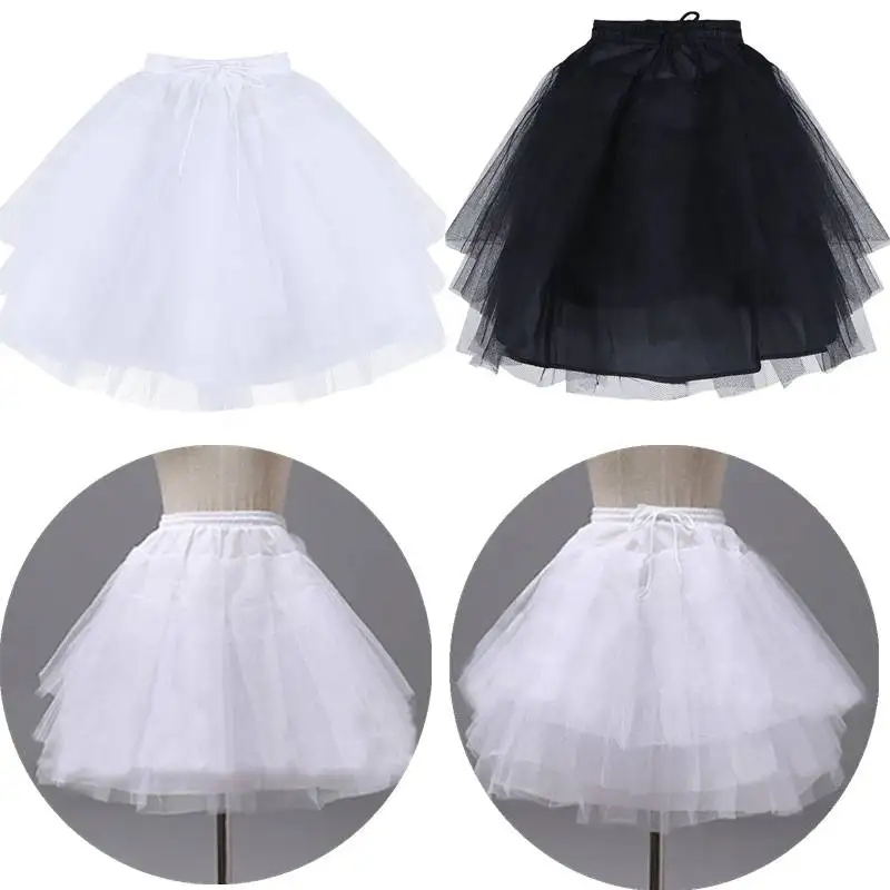 Girl's Underskirts No Hoop Slips 3 Layers Hoopless Short Crinoline Wedding Petticoat for Flower Girl Dress Ballet Tutu Skirt
