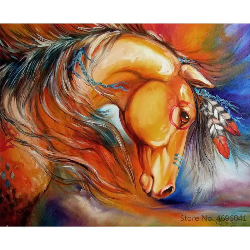 Картина по номерам рамки Раскраска по номерам домашний декор картины животные лошади украшения RSB8134 - Цвет: RSB8342