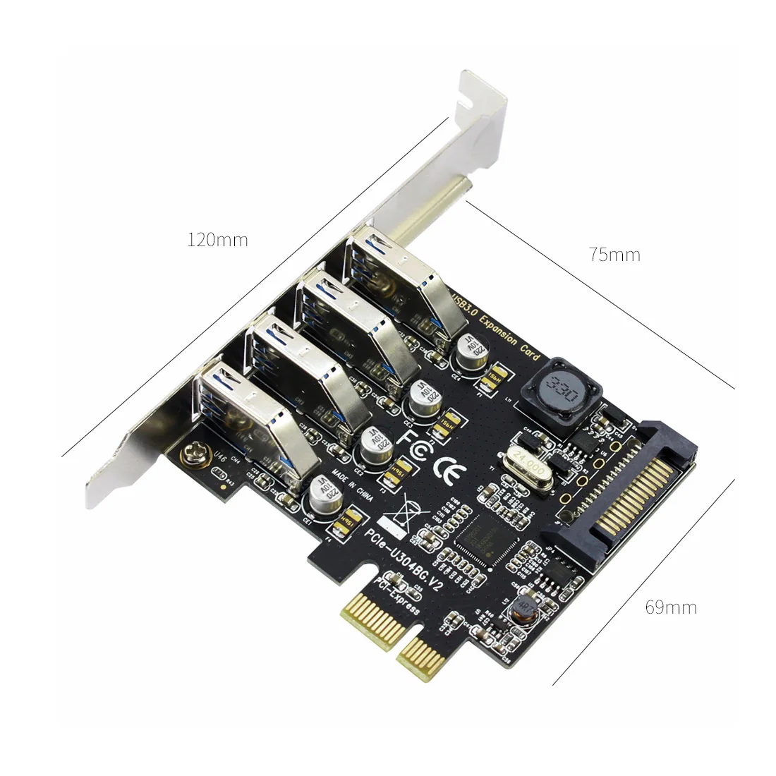 Description Picture 5 of itemPCIe USB adapter 4 Ports USB3.0 Expansion Card PCI-E PCI Express USB 3.0 Adapter Converter for PCIE x1 x4 x8 x16