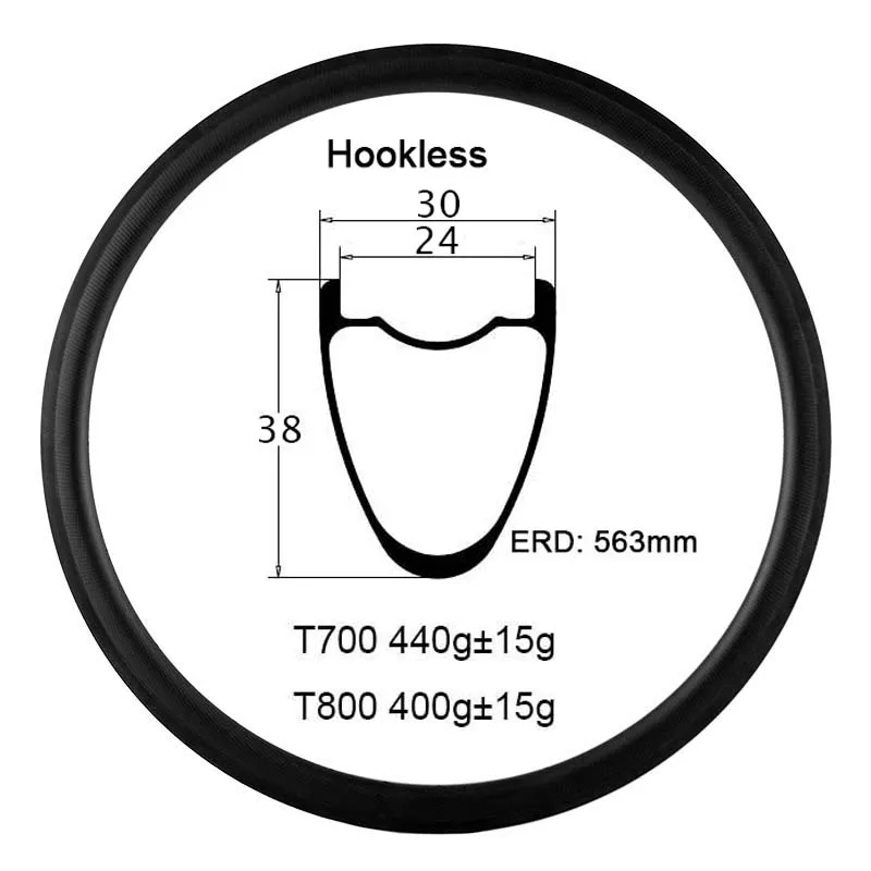 Carbonfan T800 ширина 30 мм Depth38mm 700C Hookless диск CX гравий карбоновый обод для шоссейного велосипеда