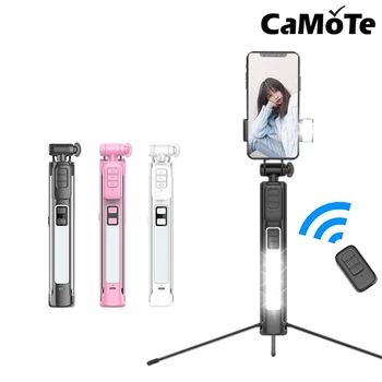 

Bluetooth Selfie Stick tripod with led light lamp beauty Wireless remote with Tripod adjustable for xiaomi camera with led fill