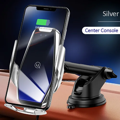 USAMS Qi Беспроводное Автомобильное зарядное устройство Автоматическая Инфракрасная индукция 10 Вт Автомобильный держатель для телефона быстрая Беспроводная зарядка для iPhone samsung - Цвет: Silver for Dashboard
