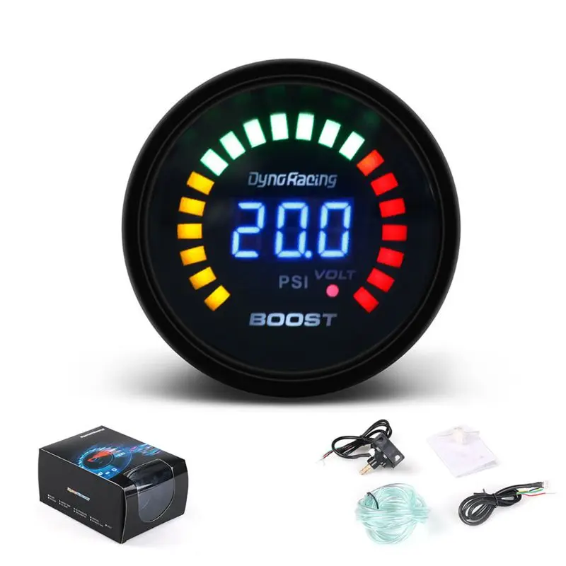 

2'' 52mm Turbo Boost Gauge Digital Analog 12V Pressure Meter 15-45 Psi w/ Sensor X4YD