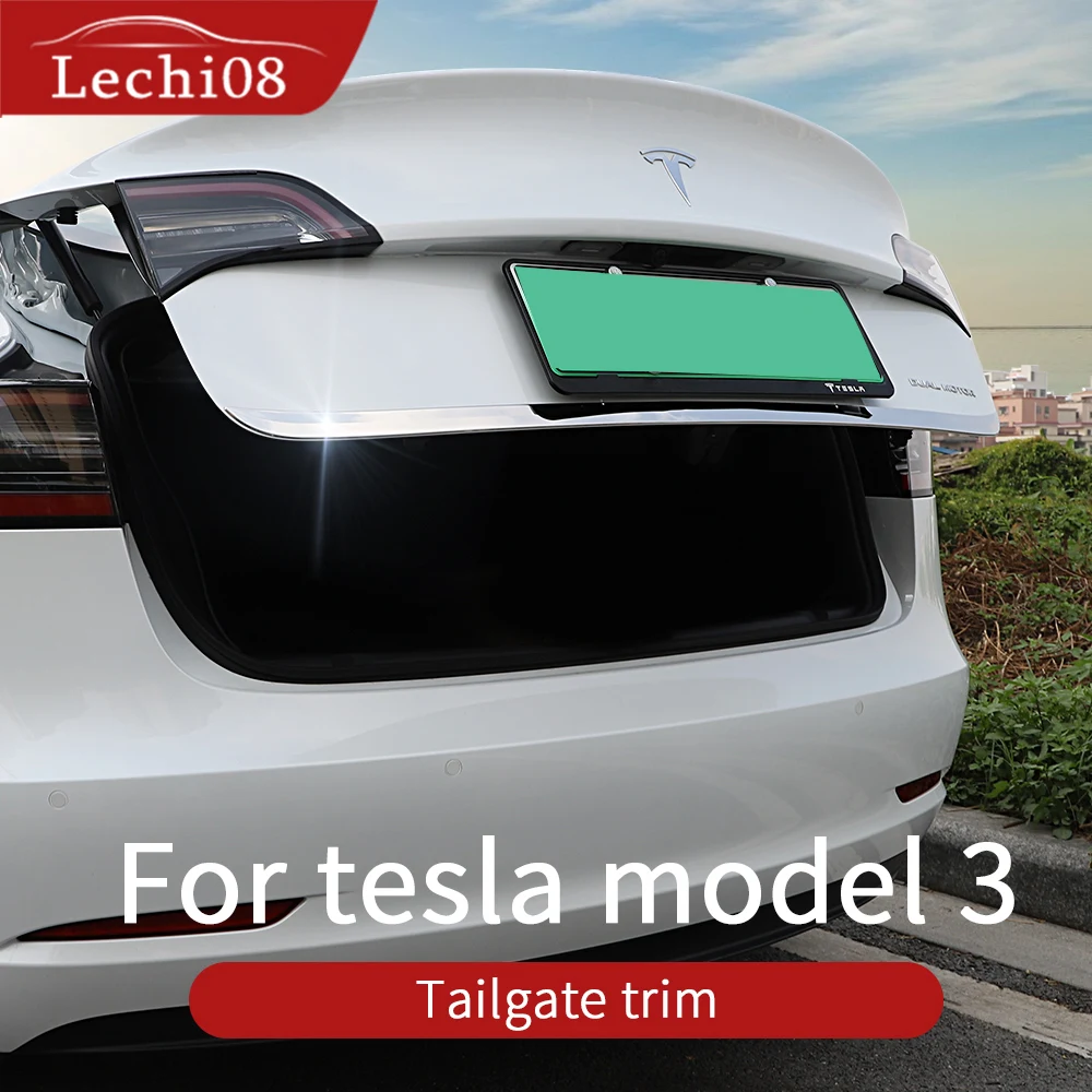 Stainless Steel Tailgate Trim For Tesla Model 3 Accessories/car 2016-2021  Accessories Model 3 Tesla Three Accessoires Tesla 3 - Car Stickers -  AliExpress