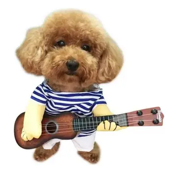 

Guitarist Pet Clothes Cosplay Dog Cat Costume Guitar Player Dressing Up Party Xmas New Year Pug Teddy Kitty Thin Clothes