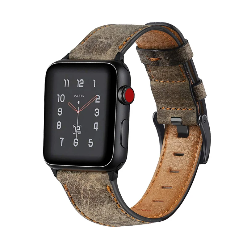 Ремешок для apple watch 5 4 apple watch, ремешок 42 мм, 38 мм, Версия 44 мм 40 мм ремень наручных часов iwatch серии 5/4/3/2/1 из натуральной кожи в стиле ретро браслет