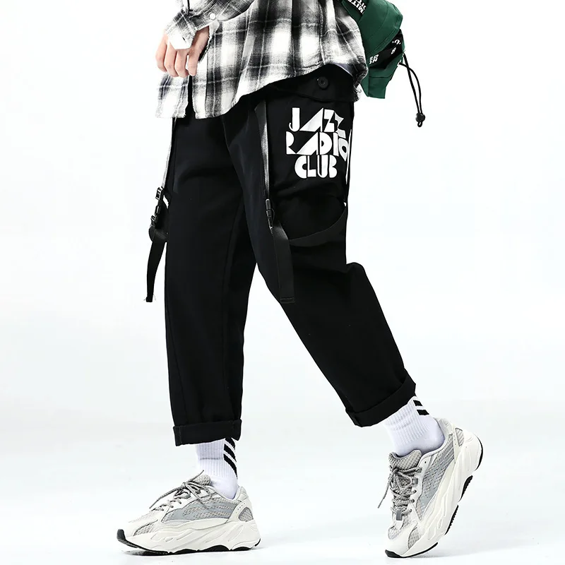 

New Style Men Lace-up Loose-Fit 9 Points Casual Bib Overall Teenager Capri Skinny Harem Pants H866