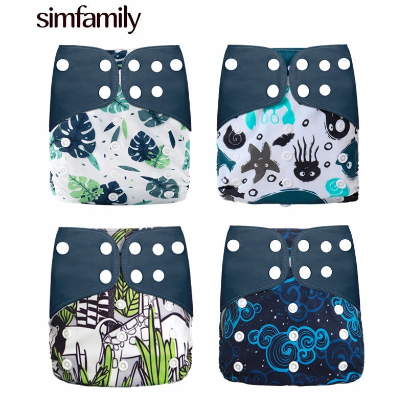 simfamily 4pcs/set Reusable Cloth Diaper Cover Adjustable Nappy Washable Cloth Diapers Available 0-3years 3-15kg baby