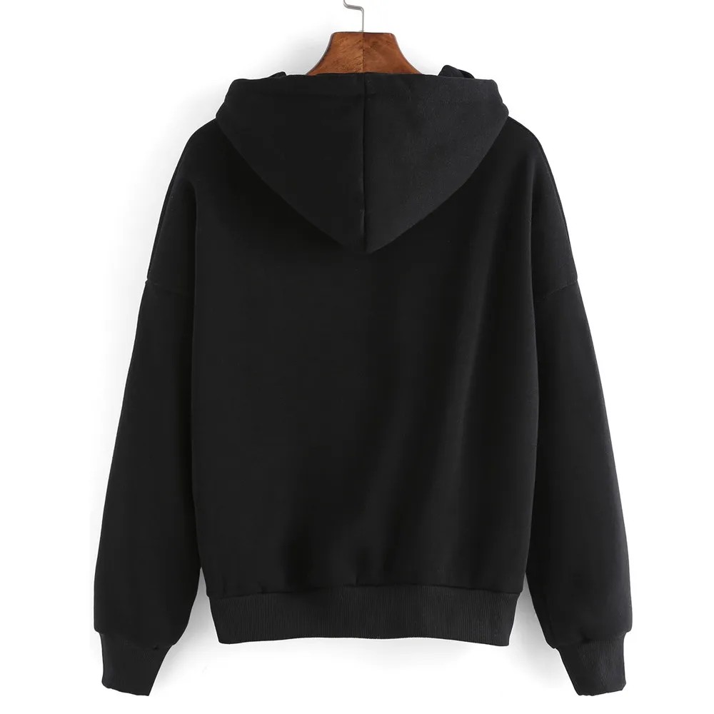 С принтом ананаса Для женщин с длинным рукавом Перемычка Hoody пуловер Блуза Топ Для женщин черный пуловер с капюшоном толстовка с шнурками# BL2
