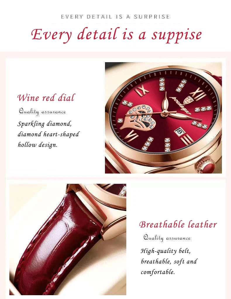 POEDAGAR Watch Women Diamond Waterproof Luminous Ladies Leather Watches Fashion Hollow Top Luxury Rose Gold Quartz Wristwatch small elegant women's watches