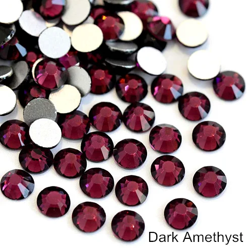 Dark Amethyst 1000 шт блестящие стразы, стеклянные стразы без горячей фиксации, стразы с плоским основанием, стразы без горячей фиксации, украшения для ногтей Y2802 - Цвет: Dark Amethyst