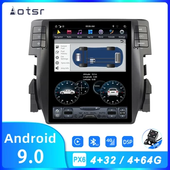 

AOTSR Tesla 10.4" IPS Android 9 PX6 64GB Car Radio For Honda Civic 2016 - 2020 Car GPS Navi CarPlay DSP Unit Multimedia Player