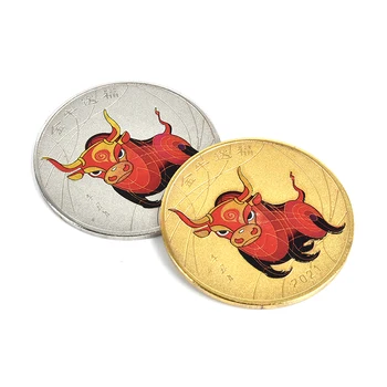 

1PC 2021 Year Of The Ox Commemorative Coin Lucky China Souvenir Collectible Coin