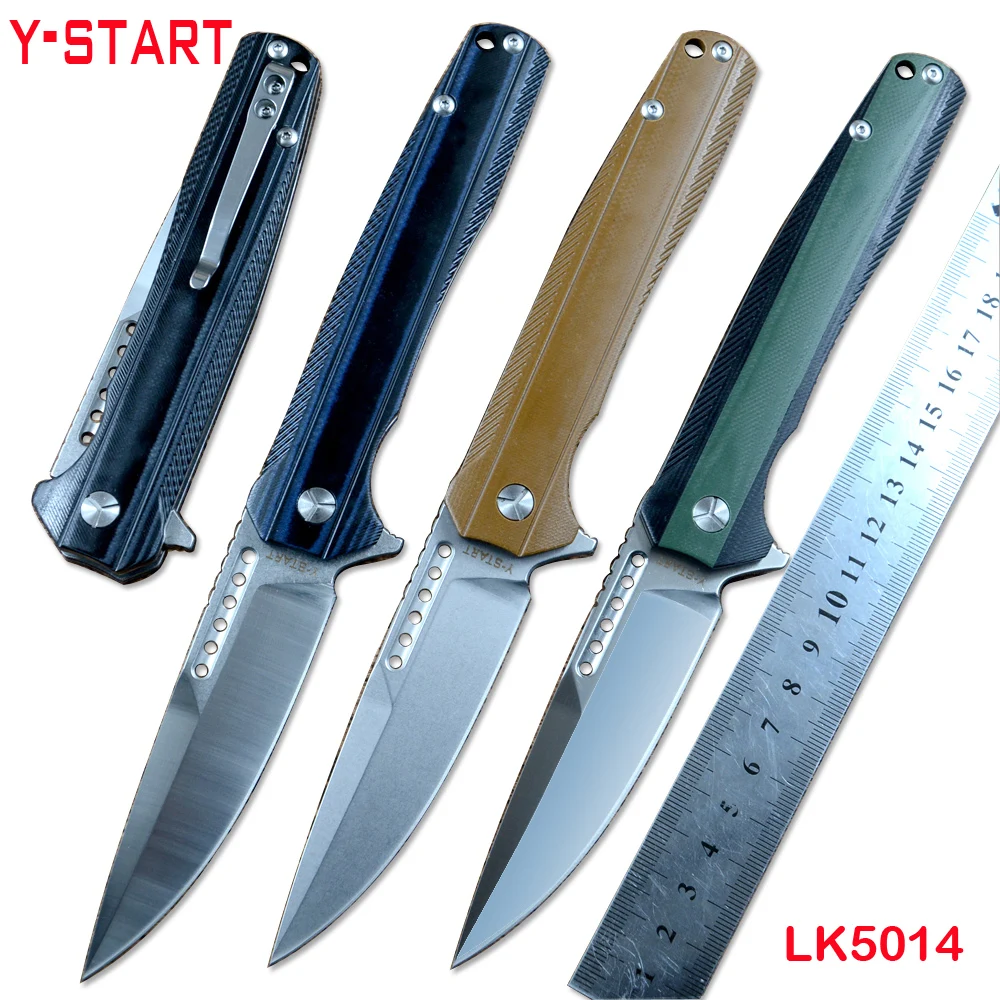 Ystart New Outdoor Folding Pocket Knives 14c28n Steel Blade G10 Handle