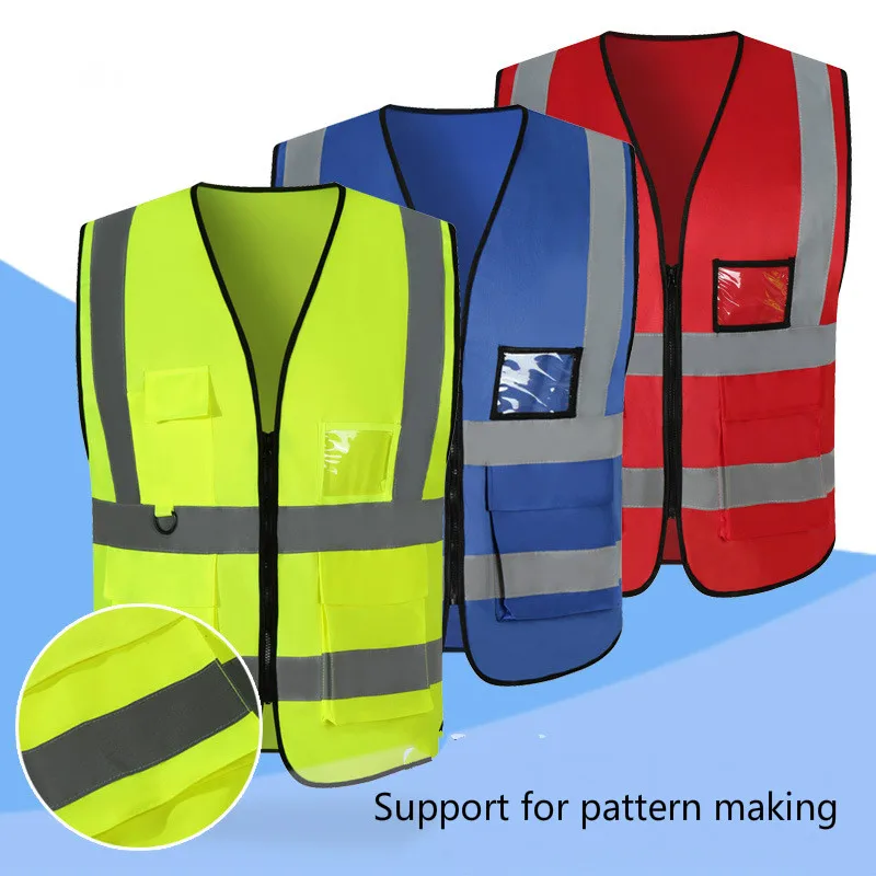 

Majia Customized Building Traffic Multi-pocket Workwear Night Safety Sanitation Workwear Reflective Vest Logo