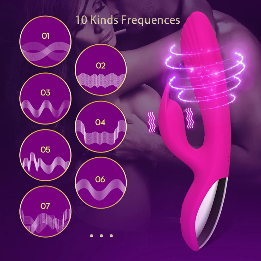 10 Frequency Silicone Dual Vibration Sex Toy Rabbit Ear Stimulation Clitoral Realistic Dildo Massage G-spot Vaginal Masturbation
