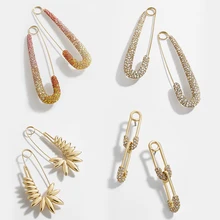 Трендовый дизайн Скрепка безопасности шпильки серьги для женщин многоцветные стразы и Кристаллы Свадебные массивные ювелирные изделия Brincos