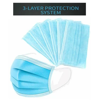 

100pcs Three-layer Mask Non-woven Melting Spray Healthy Care Disposable Daily Protective Mask Anti-Droplets Haze and Dustproof