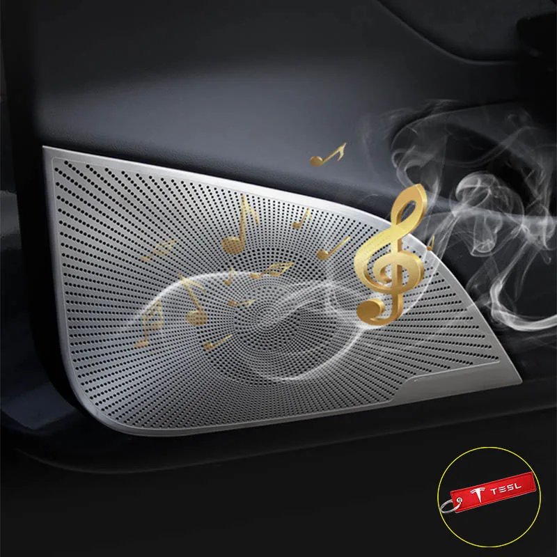 6pcs Car Speaker Cover Front Column Roof Horn Hood Sound Decorative Frame Sequins For Tesla Model 3 2017 2018 2019 Accessories | Автомобили
