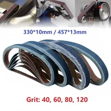 Bandes abrasives pour ponceuse à bande, outil de ponçage, polissage du bois, 40/60/330 grains, 457x10, 80/120x13mm, 10 pièces