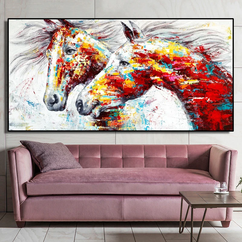 

Modern Abstract Horses Oil Painting on Canvas Posters and Prints Wall Art Animal Pictures for Living Room Decorative Painting