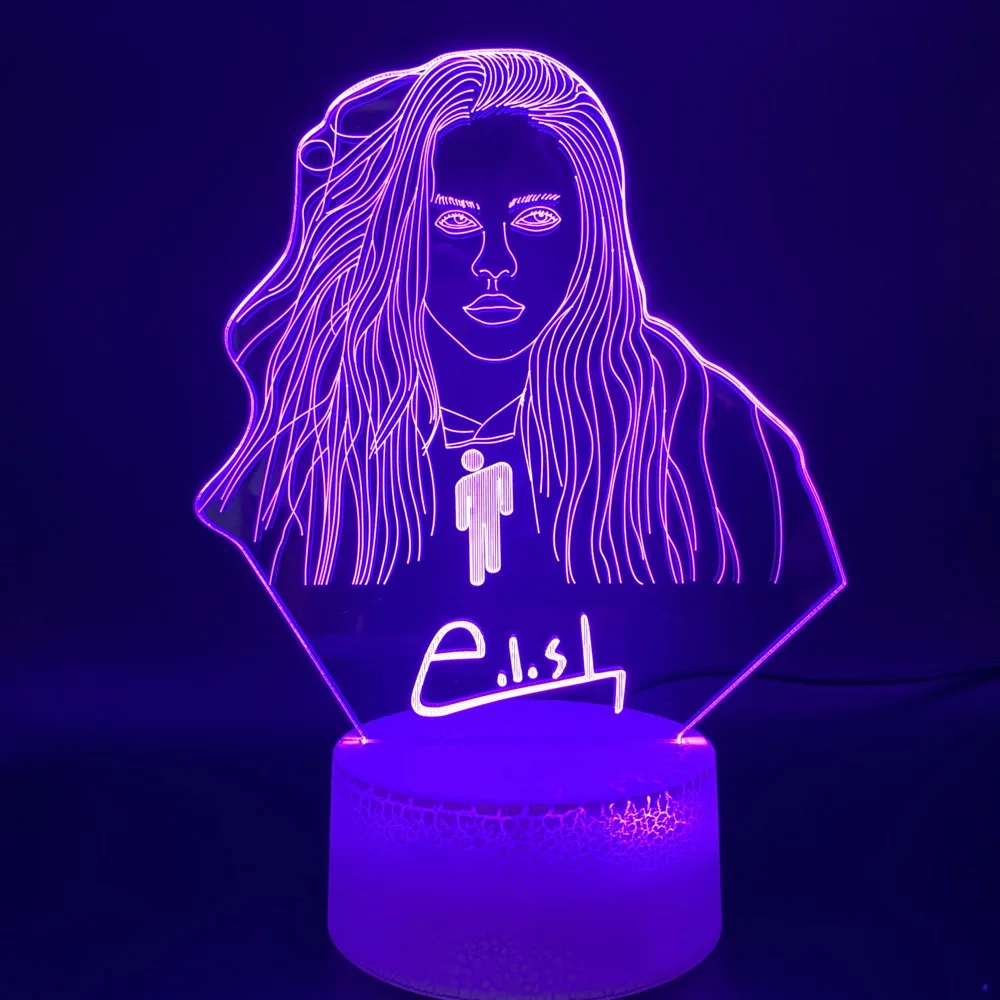 3D иллюзионная лампа Billie Eilish, фигурка для офиса, дома, деко, настольная лампа, дропшиппинг, подарок для фанатов, Ночной светильник на заказ, светодиодный ночной Светильник