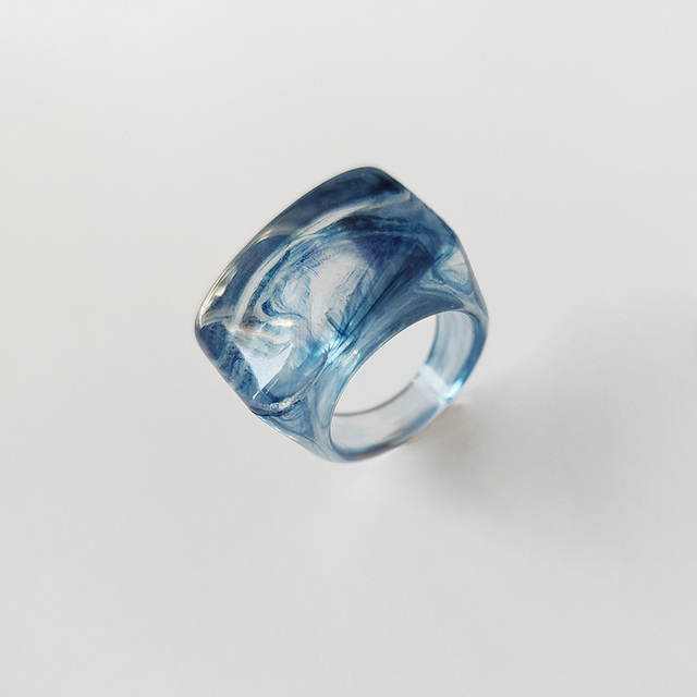 Fashion Acrylic Geometric Irregular Rings Glass Ball Transparent Resin Colorful Ring Set For Women Delicate Jewelry Gifts